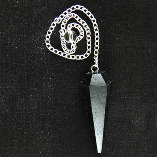 Black Agate Pendulum with Metal Chain