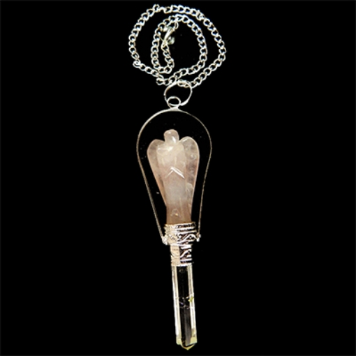 Rose Quartz Pendulum with Metal Chain