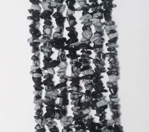 Snowflake Obsidian chips beads