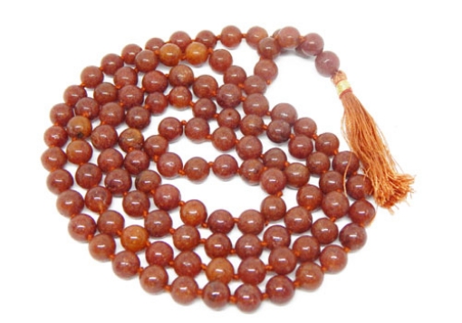 Picture of Red Aventurine Mala : 108+1 Beads Knotted Mala