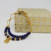 Lapis Lazuli 6mm round Gold Chain Bracelet
