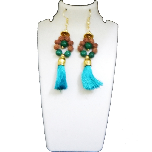 Rudraksha & Stone Beads Earrings
