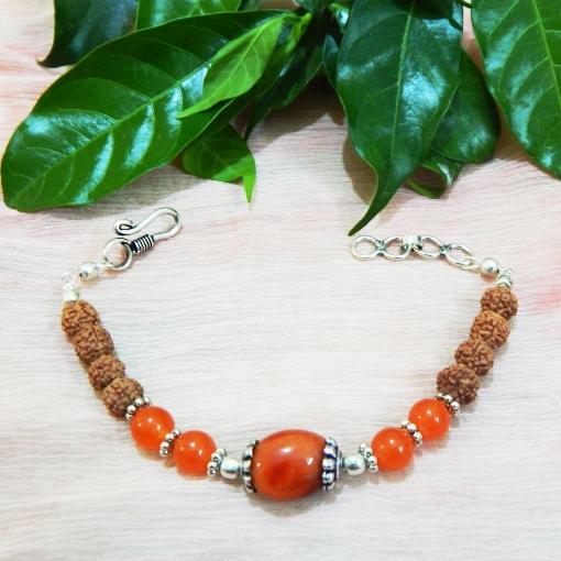 Carnelian & Rudraksha Beads Bracelet