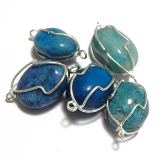 Blue Agate Wire Wrapped Tumble